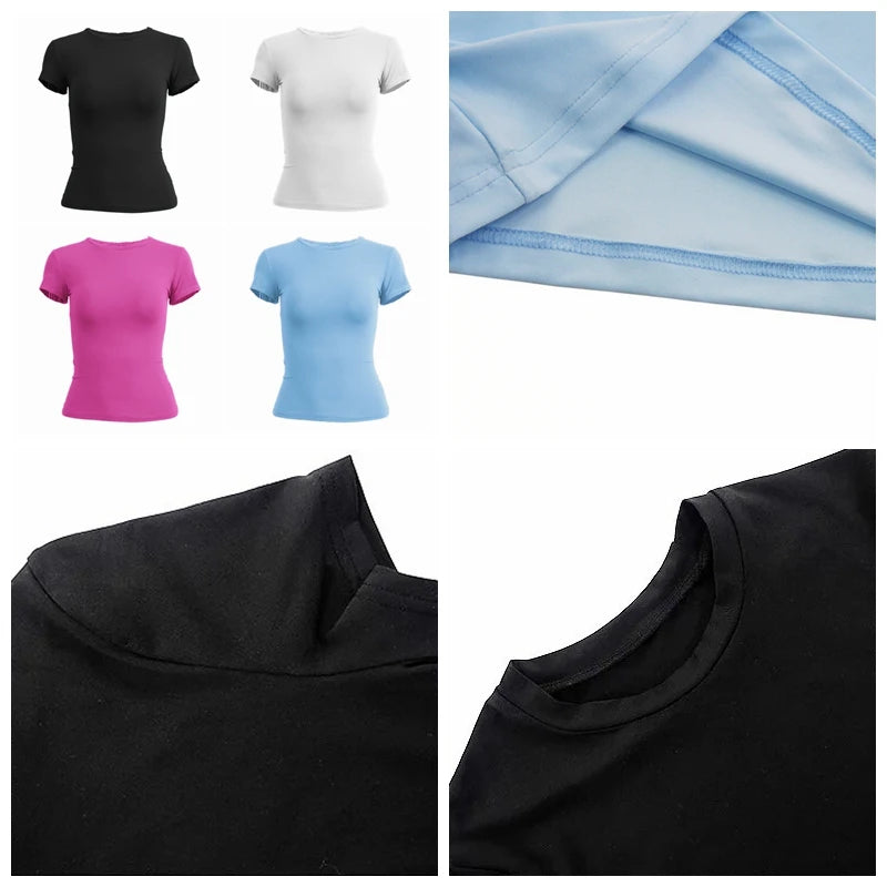 Woman Clothing Short Sleeve T-shirt Slim Fit Tops