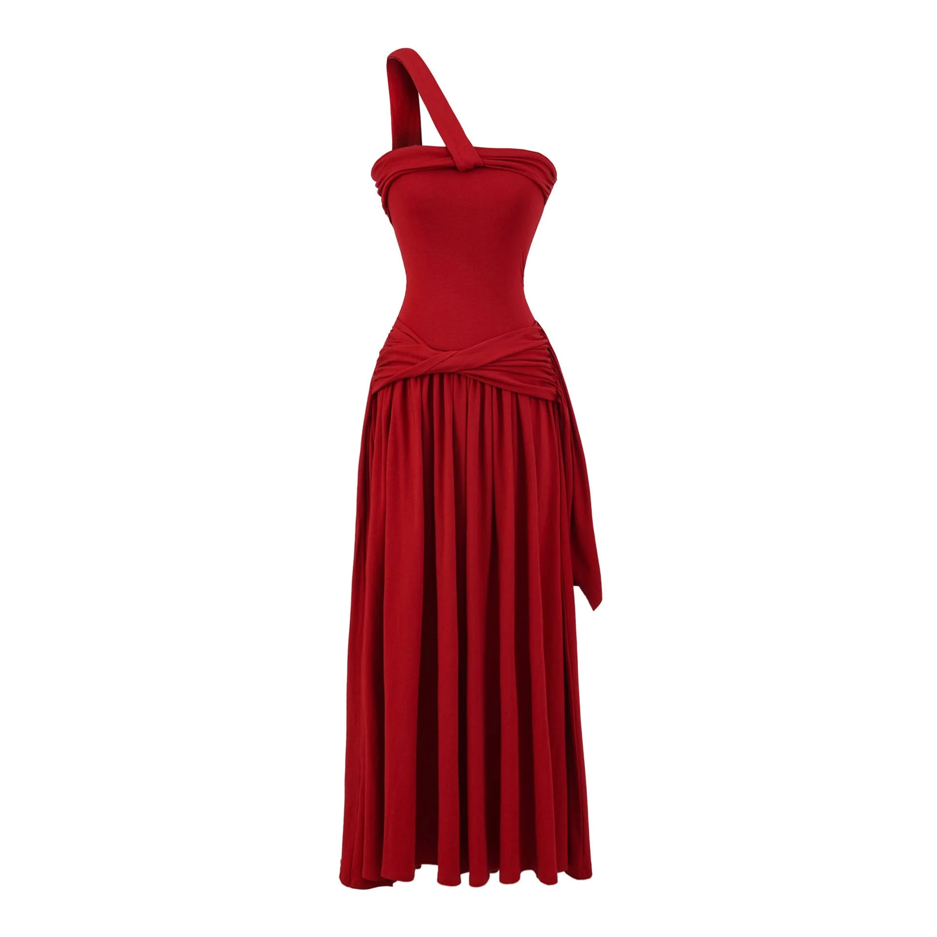 Spicy Girl Sexy Design Twist Long Solid Color Dress