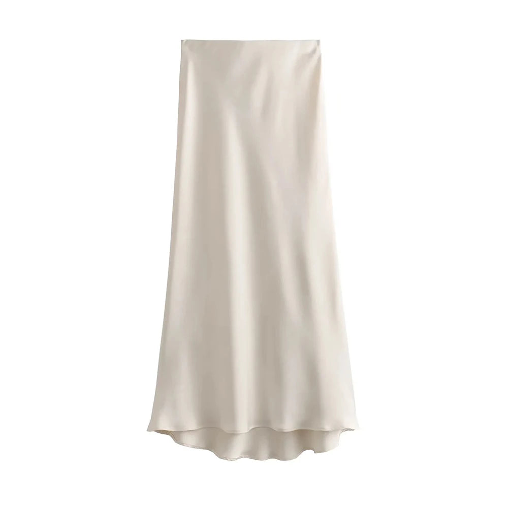 Women 2025 Satin Black Skirt Women