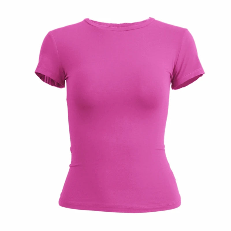 Woman Clothing Short Sleeve T-shirt Slim Fit Tops