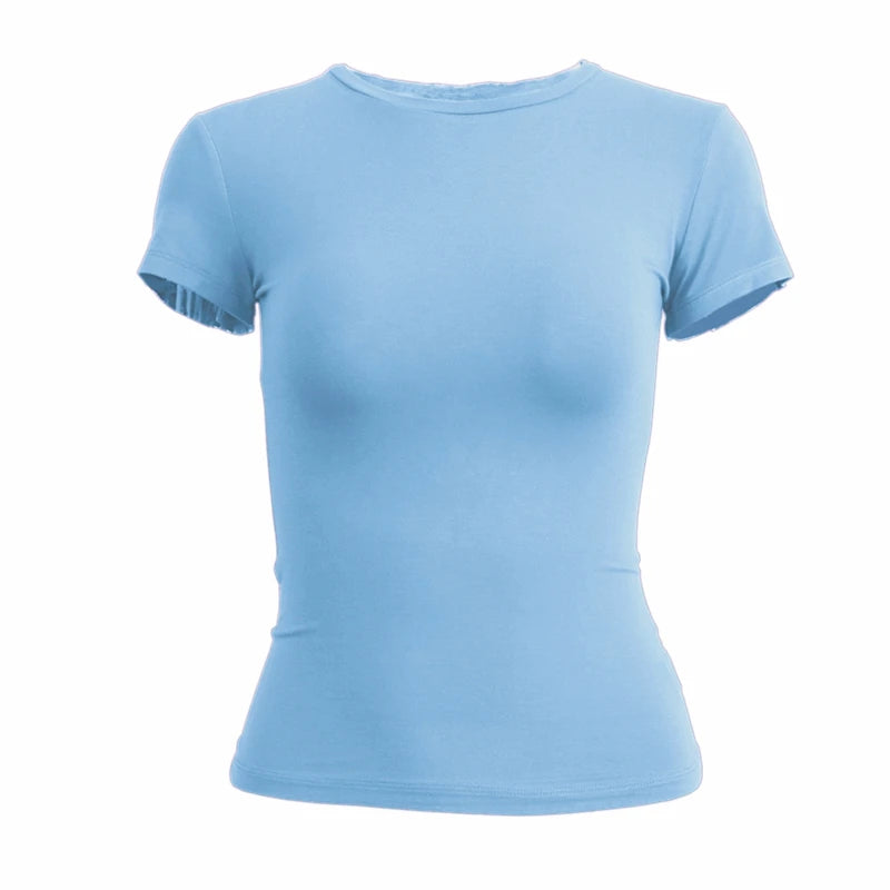 Woman Clothing Short Sleeve T-shirt Slim Fit Tops