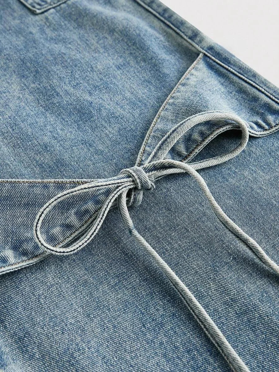 Loose Straight Leg Denim Pants Women's High Waist Wide Leg Trousers