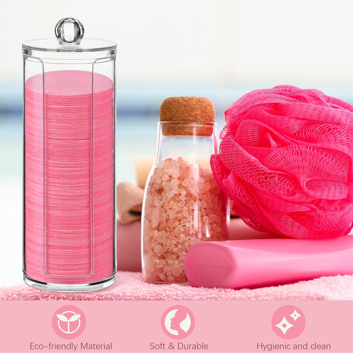 Compressed Facial Sponges Disposable Natural Face Sponges Round Soft Pads with Container for Washing Face