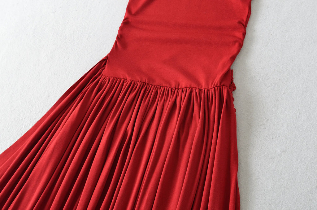 Spicy Girl Sexy Design Twist Long Solid Color Dress