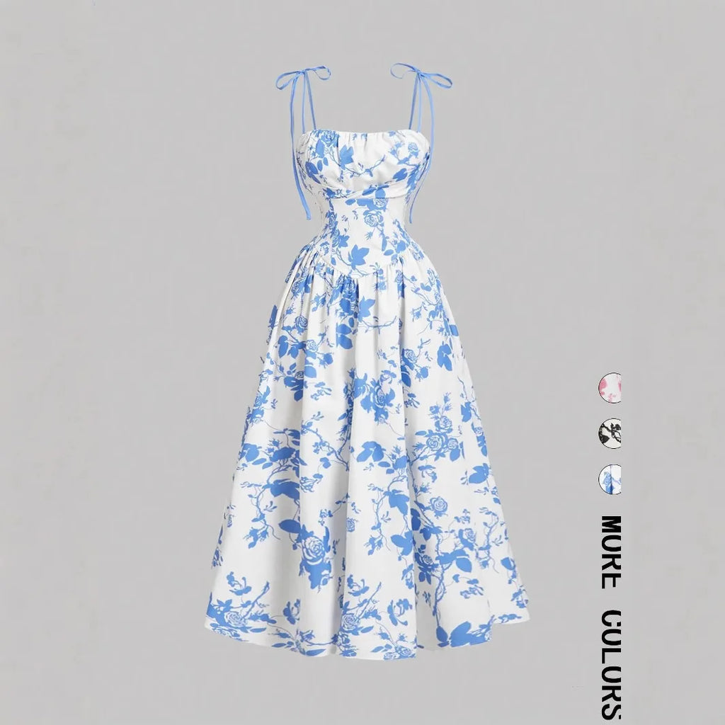 New Women's Flower Print  Sundress Spring Dress