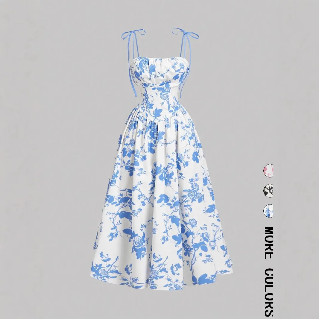 New Women's Flower Print  Sundress Spring Dress
