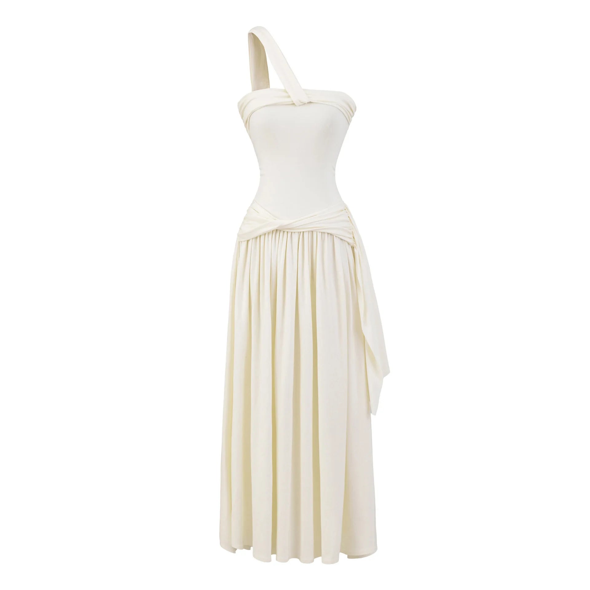 Spicy Girl Sexy Design Twist Long Solid Color Dress