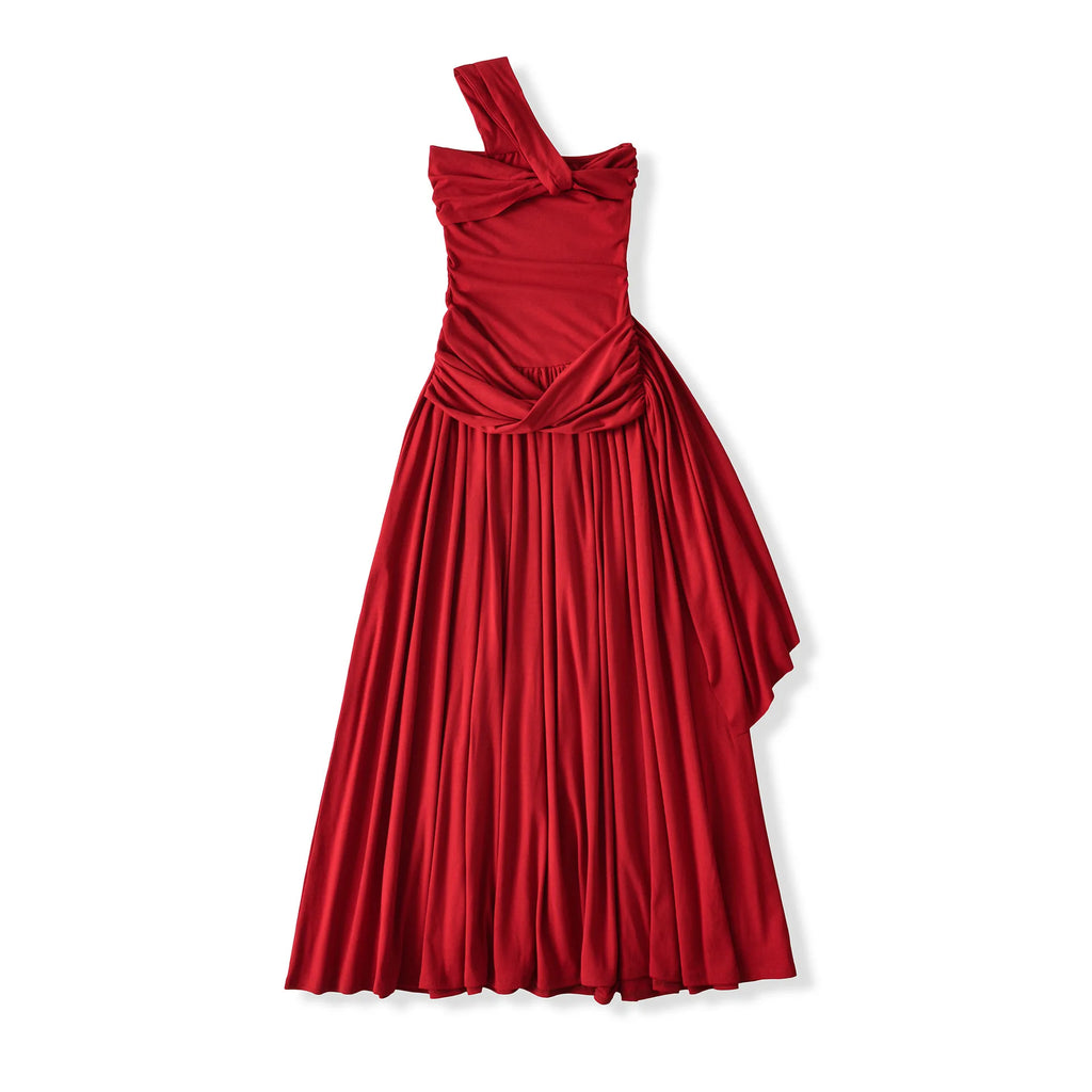 Spicy Girl Sexy Design Twist Long Solid Color Dress