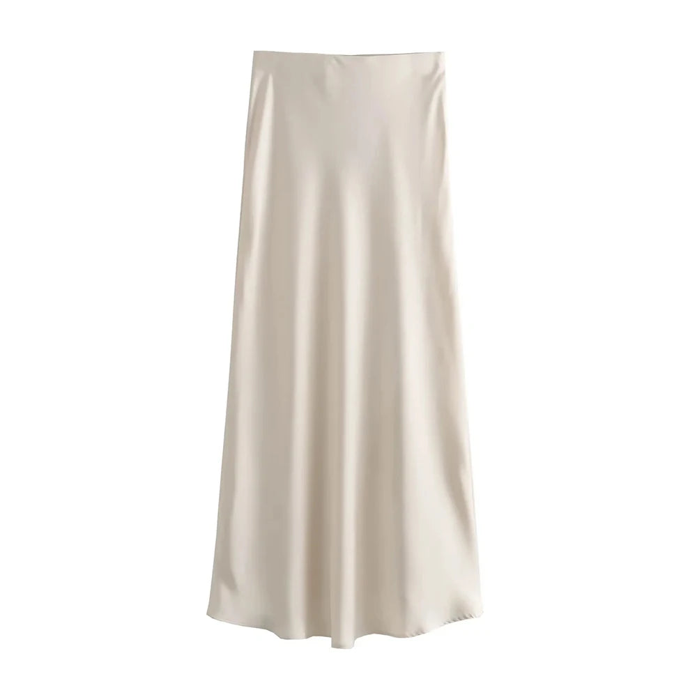 Women 2025 Satin Black Skirt Women