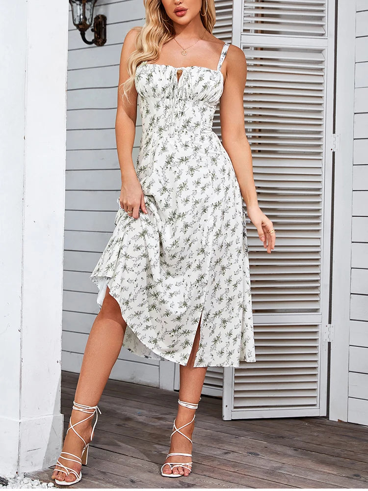 Floral Print Summer Midi Dress