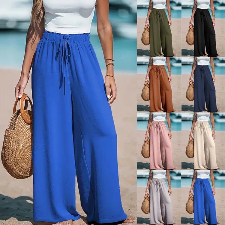 Wide Leg Loose Drawstring Casual  Pants