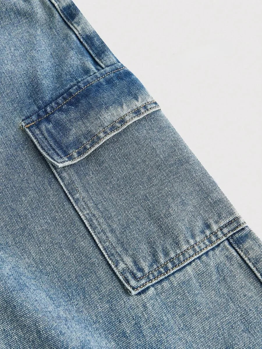 Loose Straight Leg Denim Pants Women's High Waist Wide Leg Trousers