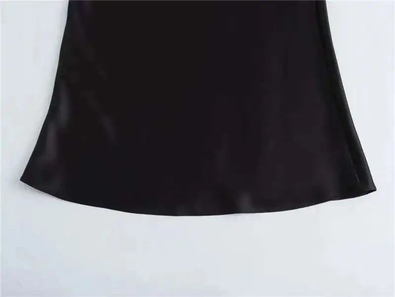 Women 2025 Satin Black Skirt Women