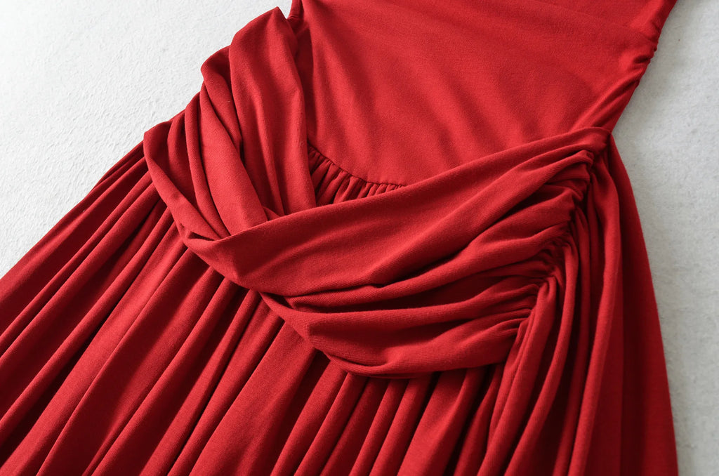 Spicy Girl Sexy Design Twist Long Solid Color Dress