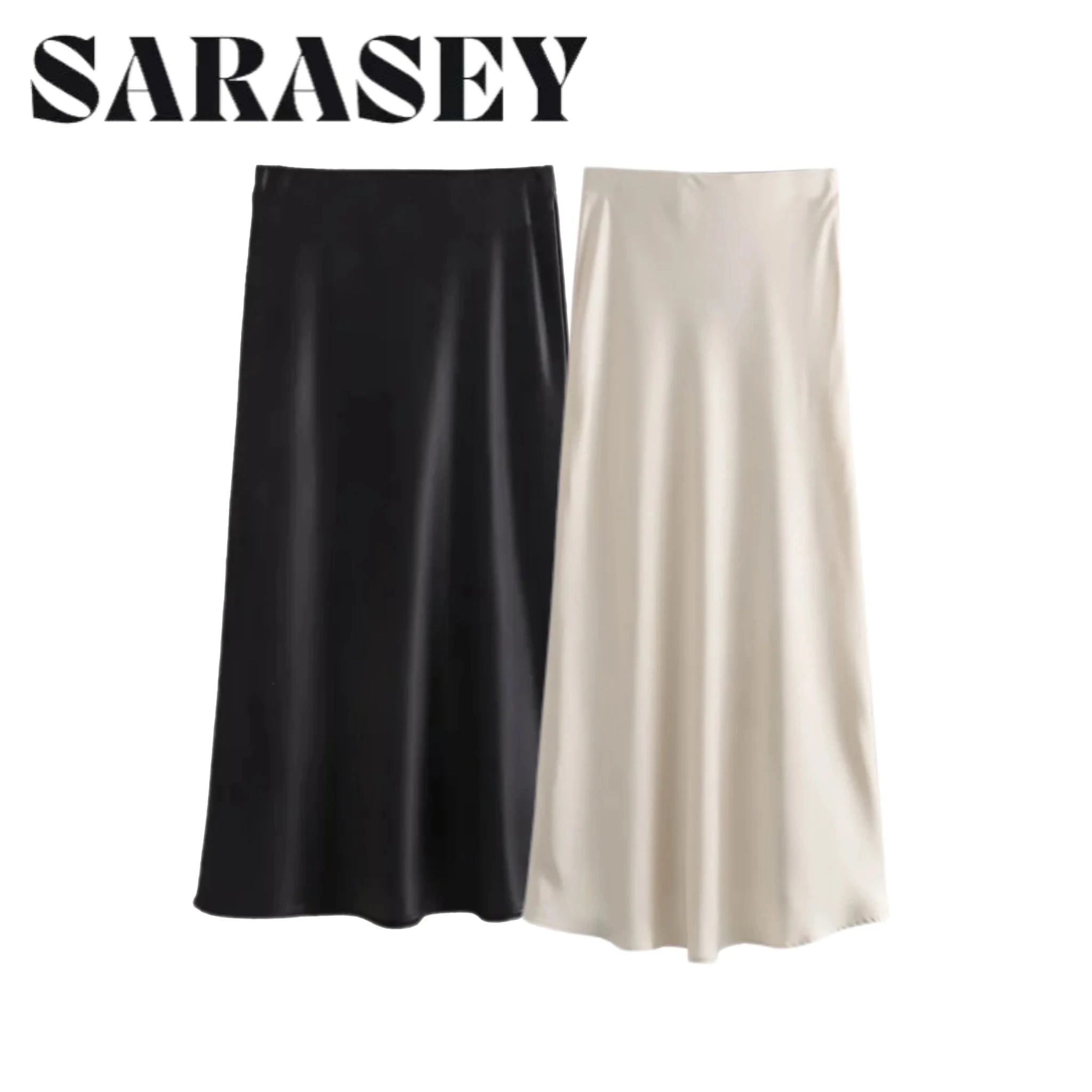 Women 2025 Satin Black Skirt Women