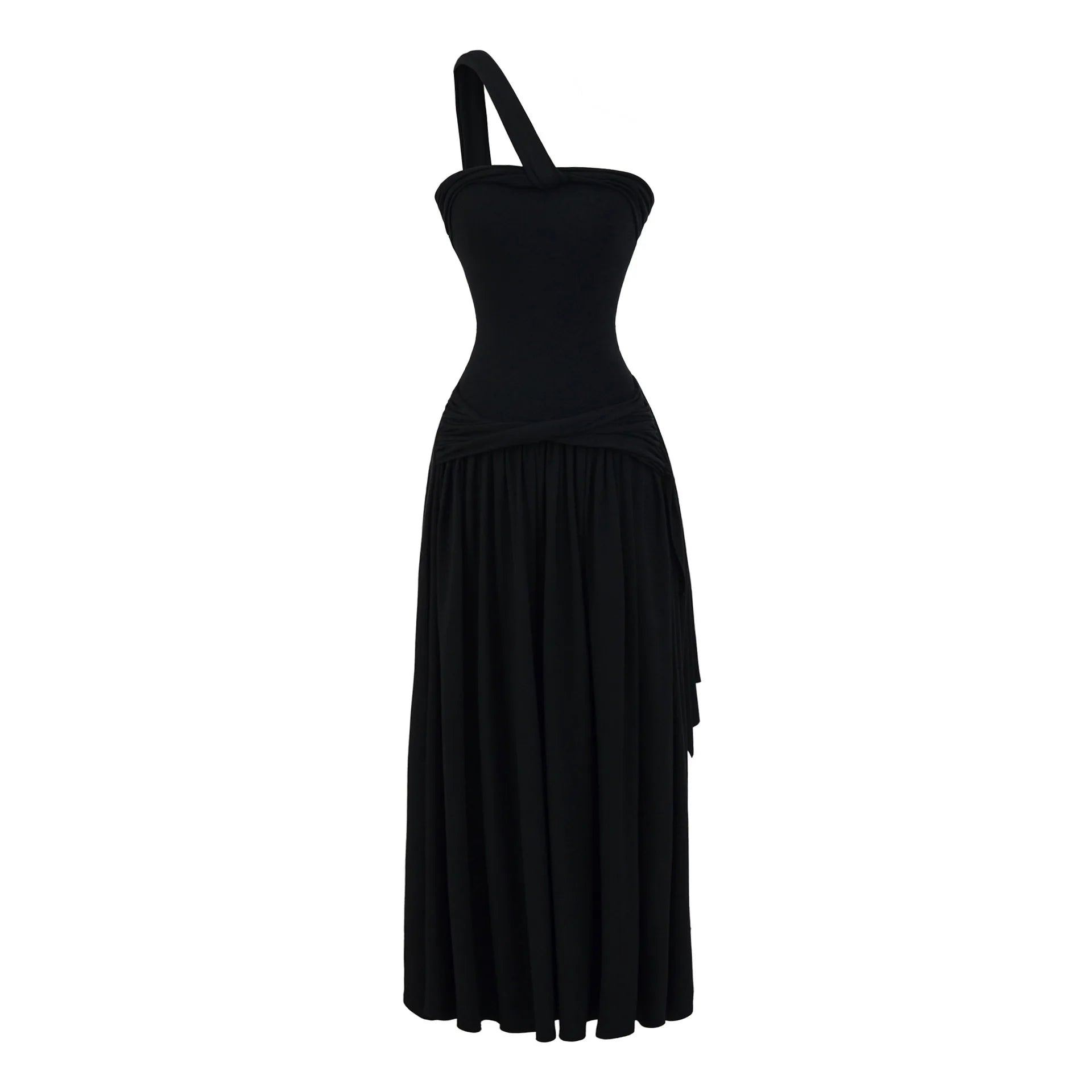 Spicy Girl Sexy Design Twist Long Solid Color Dress