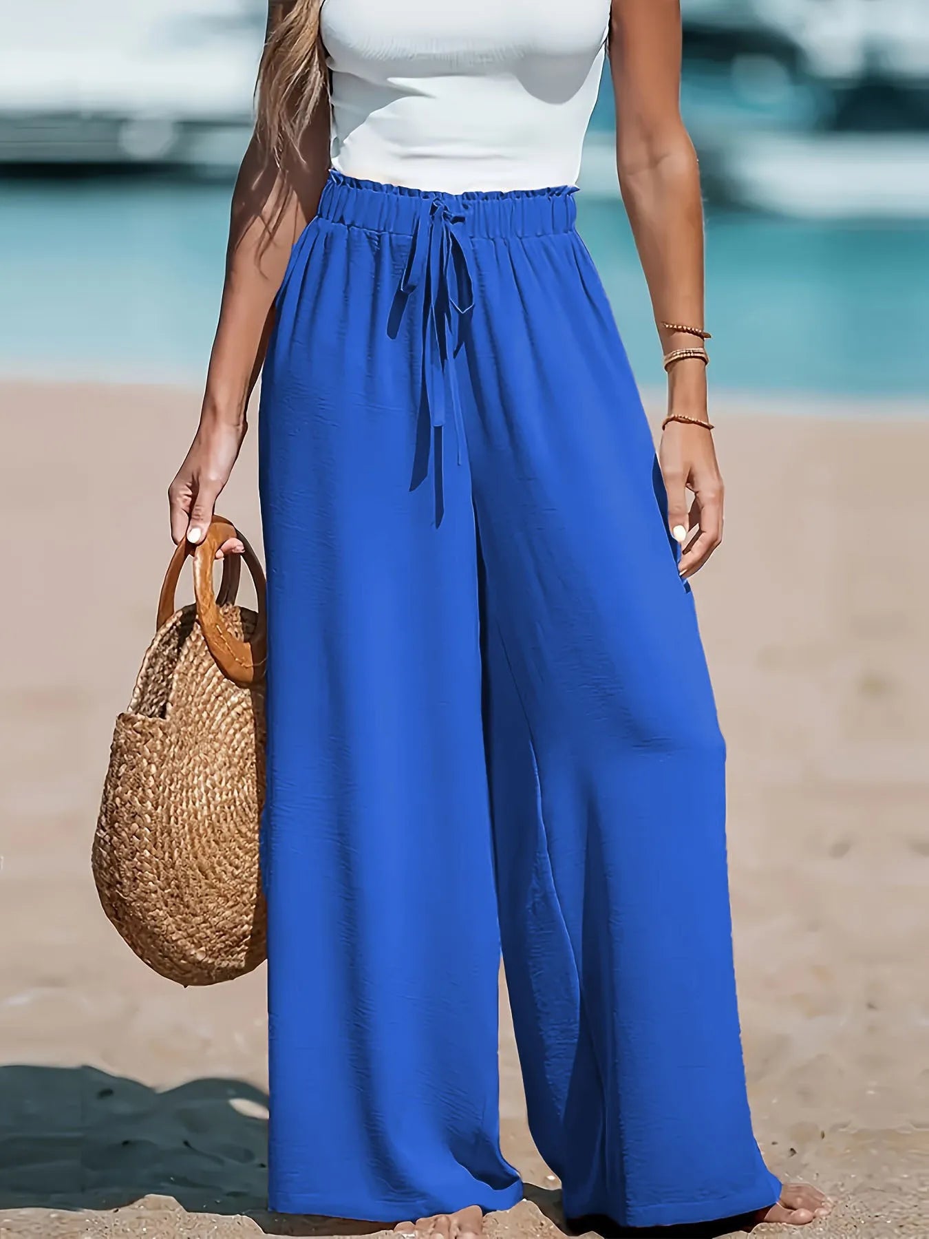 Wide Leg Loose Drawstring Casual  Pants