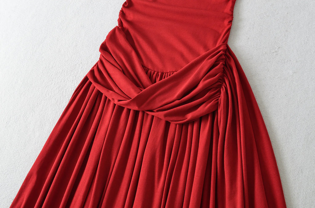 Spicy Girl Sexy Design Twist Long Solid Color Dress