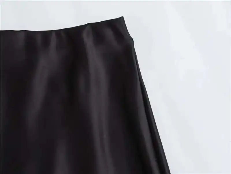 Women 2025 Satin Black Skirt Women