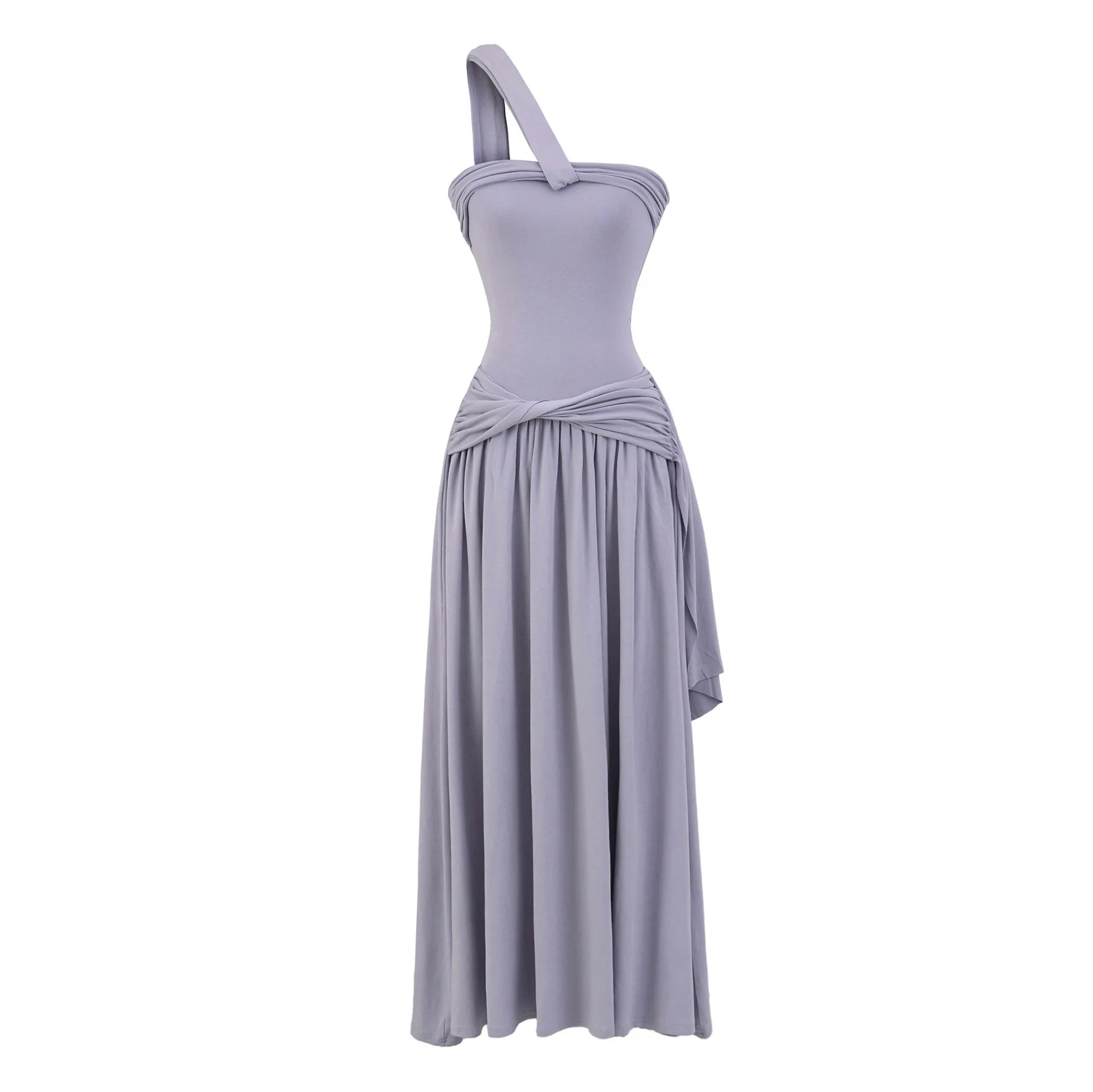 Spicy Girl Sexy Design Twist Long Solid Color Dress