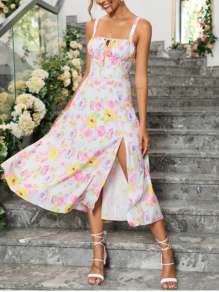 Floral Print Summer Midi Dress