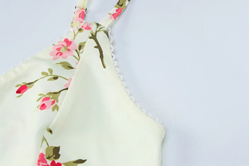 Floral Print Sleeveless Backless Bodycon  Dresses