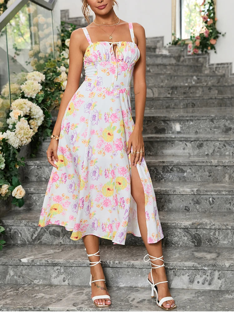 Floral Print Summer Midi Dress